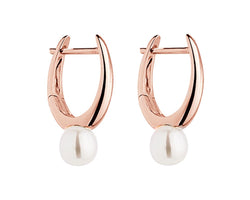 Najo Rose Gold Plated Huggie Earrings With Freshwater Pearls