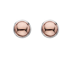 Najo Silver & Rose Gold Plated Disc Stud Earrings