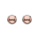 Najo Silver & Rose Gold Plated Disc Stud Earrings