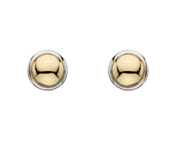 Najo Silver & Yellow Gold Plated Disc Stud Earrings
