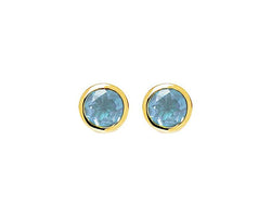 Najo Blue Topaz & Yellow Gold Plated Silver Stud Earrings