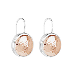 Najo Sterling Silver & Rose Gold Beaten Disc Earrings