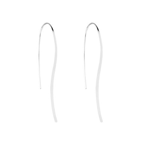 Silver Blade Style Earring With Long Fixed Hook, Antitarnish