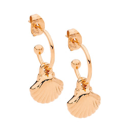 Rose Gold Plated Hoops With Shell Drop