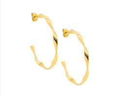 Yellow Gold Plated Twist Hoop Earrings