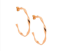 Rose Gold Plated Twist Hoop Earrings