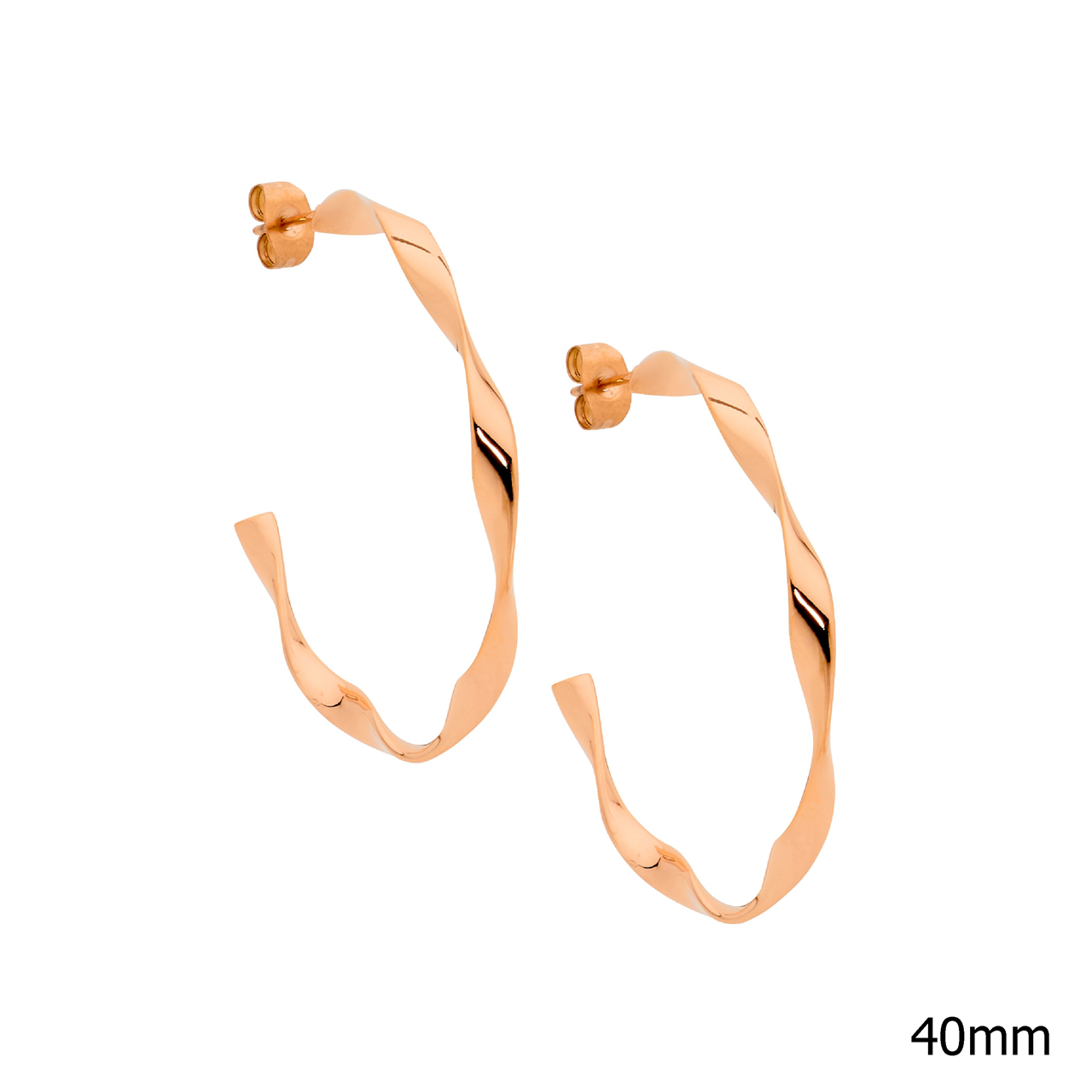 Rose Gold Plated Twist Hoop Earrings