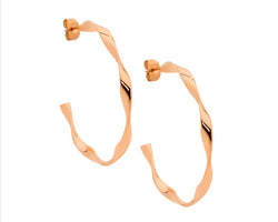 Rose Gold Plated Twist Hoop Earrings