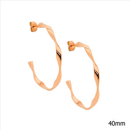 Rose Gold Plated Twist Hoop Earrings