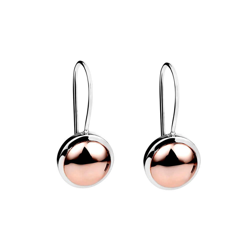 Silver And Rose Gold Plated Disc Earrings
