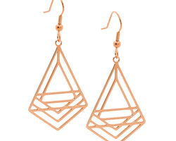 Stainless Steel Abstract Triangle Drop Earrings Rose Gold