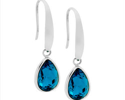 Tear Drop Earrings w/ Blue Glass