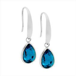 Tear Drop Earrings w/ Blue Glass