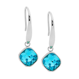 Ellani Mint Glass Square Drop Earrings