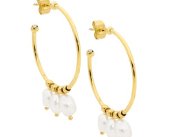 Hoop Earrings with Freshwater Pearls