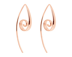 3.5X38mm Rose Gold (14K 1Mc) Plated Silver Tapered Curl Earring