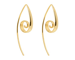 3.5X38mm Yellow Gold (14K 1Mc) Plated Silver Tapered Curl Earring, Antitarnish