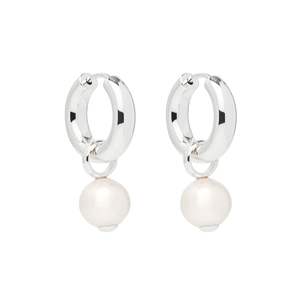 Silver Earrings With Freshwater Pearl Charm