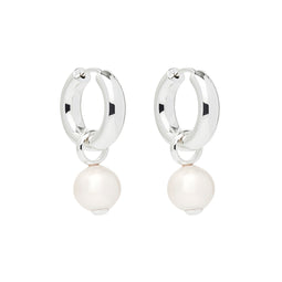 Silver Earrings With Freshwater Pearl Charm