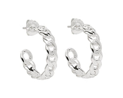 Najo Silver Curb Chain Hoop Earrings