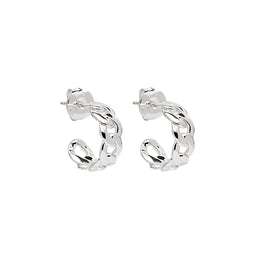 Najo Hollow Silver Curb Chain Hoop Earrings
