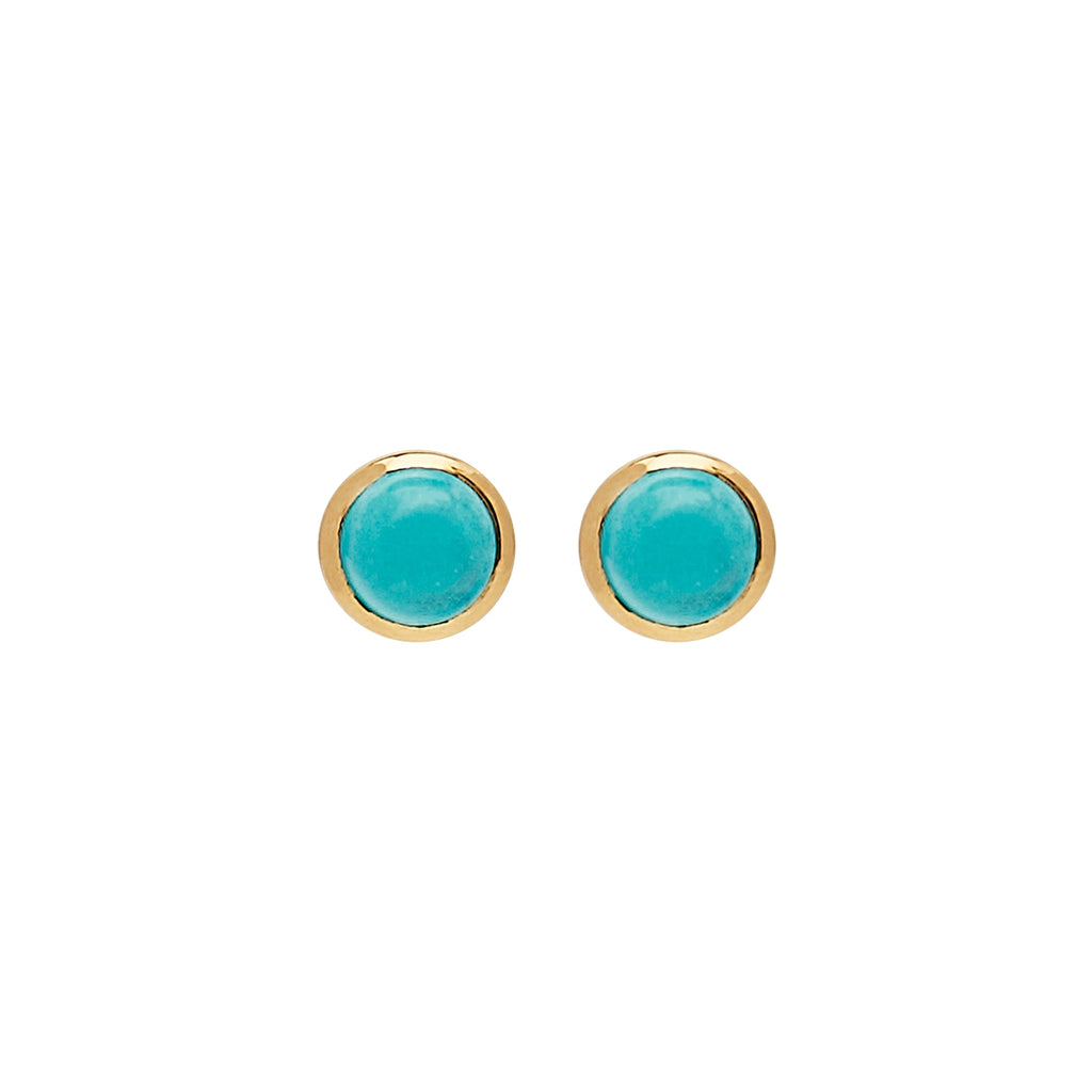 Najo Yellow Gold Plated Reconstituted Turquoise Stud Earrings