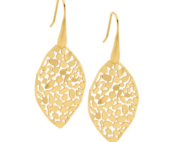 Ellani Yellow Gold Plated Filagree Leaf Earrings
