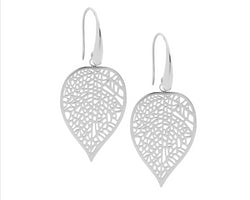 Ellani Stainless Steel Leaf Drop Earrings