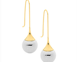 Ellani Stainless Steel And Gold Plated Drop Earrings