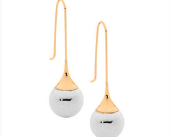Ellani Stainless Steel And Rose Gold Plated Drop Earrings