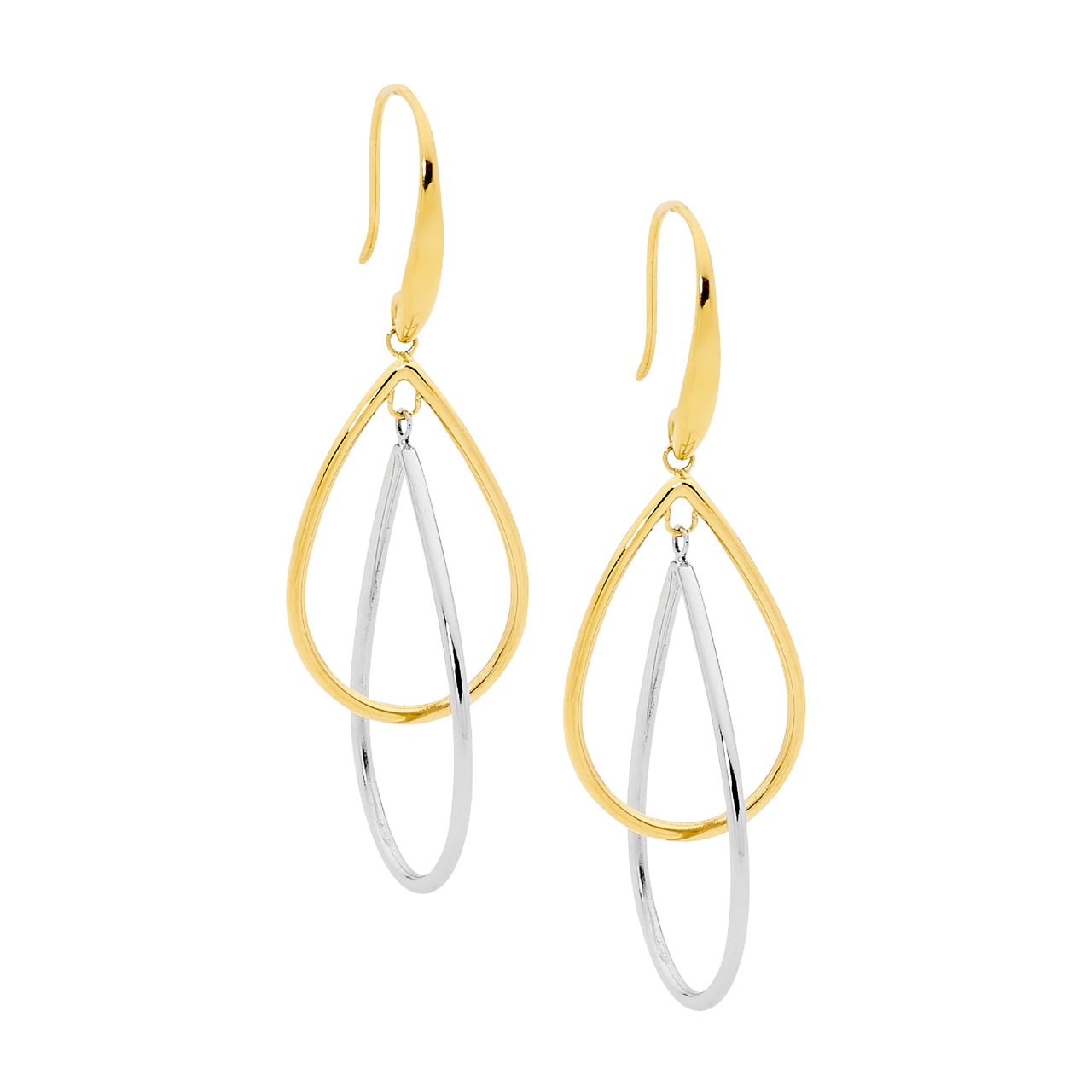 Ellani Stainless Steel And Gold Plated Tear Earrings