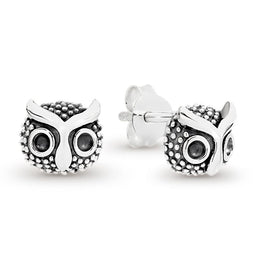 Silver Owl Stud Earrings