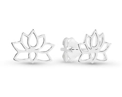 Silver Lotus Flower Stud Earrings
