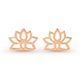 Rose Gold Plated Lotus Flower Stud Earrings