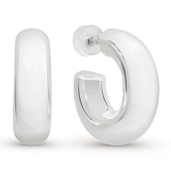 Silver Doughnut Ring Hoop Earrings