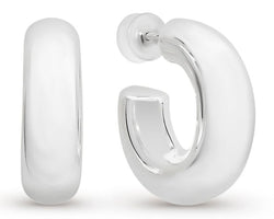 Silver Doughnut Ring Hoop Earrings
