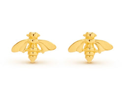 Yellow Gold Plated Small Bee Stud Earrings