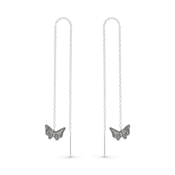 Silver Butterfly Thread Earrings