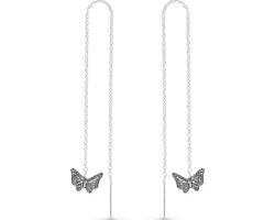 Silver Butterfly Thread Earrings