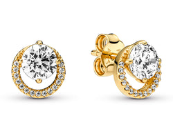 Pandora 14K Gold-Plated Stud Earrings With Cz