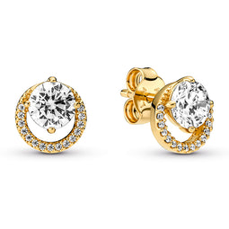 Pandora 14K Gold-Plated Stud Earrings With Cz