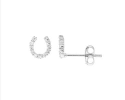 Ss Wh Cz 6Mm Small Horse Shoe Earrings