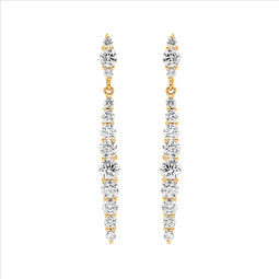 Ss Gradual Wh Cz To Cntr Drop Earrings W/Gold Plating