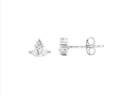 Ss Wh Cz Marquise & Rnd Stud Earrings