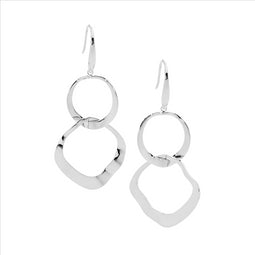 Stainless Steel Dbl Wave Open Circle Earrings