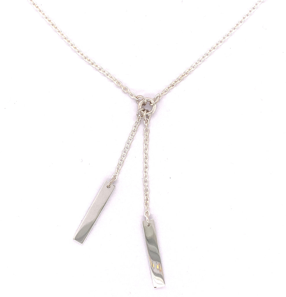 Due Sterling Silver Two Bar Pendant on Chain 45cm