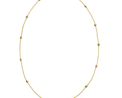 1Mm Yellow Gold (18K 3Mc) Silver Chain With Oval Beads Stationed Around 45Cm, Antitarnish