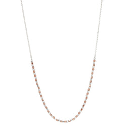 18Cm Section Of 3Mm Sil & Rose Gold (18K 1Mc) Plate Pebbles Attached To 1.7Mm Silver Chain, 40Cm + 5Cm Ext, Antitarnish
