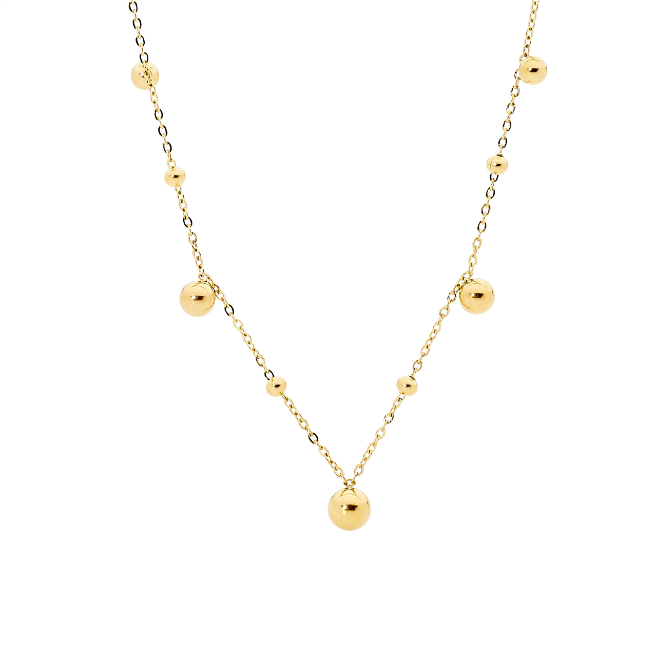 Ellani Stainless Steel And Gold Ip Plated Necklace With Ball Features