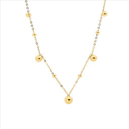 Ellani Stainless Steel And Gold Ip Plated Necklace With Ball Features